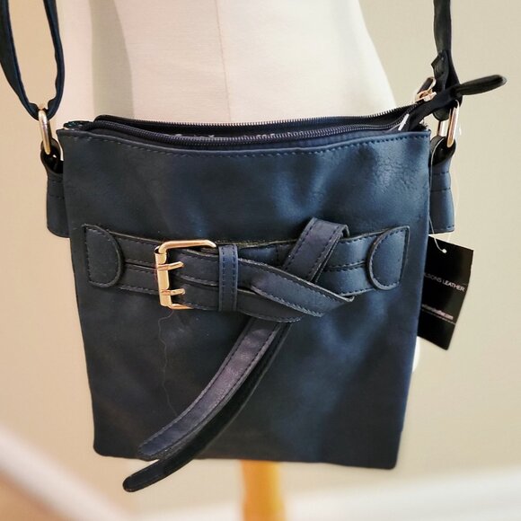 Wilsons Leather Black Rivet Crossbody Purse Handbag,Navy Blue with original Tags - Picture 3 of 7